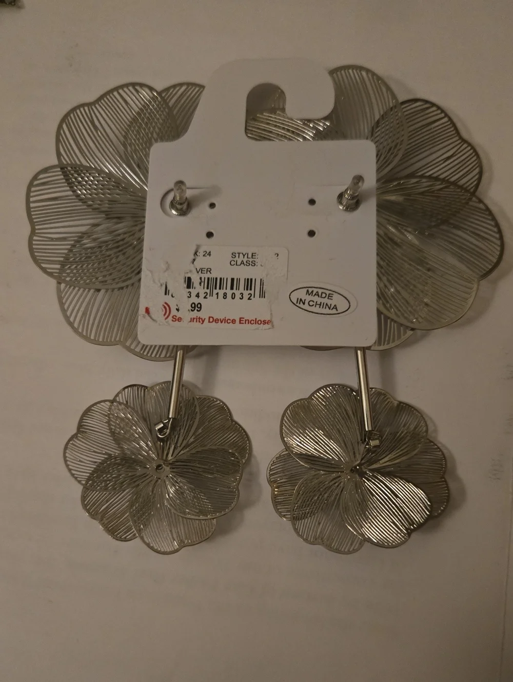 Metallic Silver Floral Wall Decor - Elegant Flower Cluster Earrings